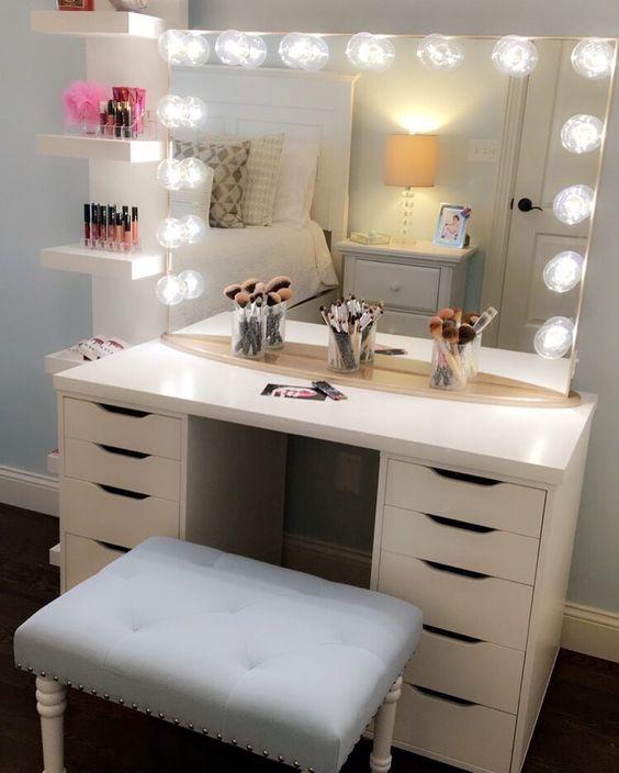 Modern Makeup Table With Lights Saubhaya Makeup